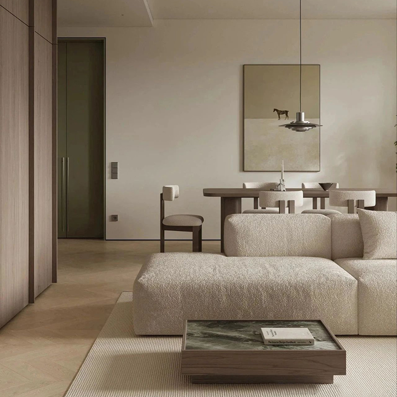 Interior Design Graphic Design - Minimalistische, maßgeschneiderte Holzmöbel im antiken Stil