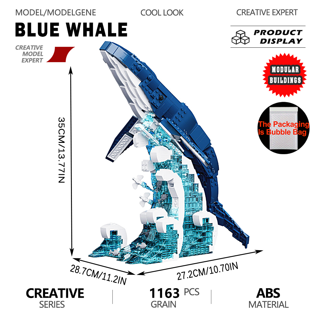 Interior Design Lego - Ozeanblauer Wal Modellbausatz Bausteine Spielzeug Geschenk