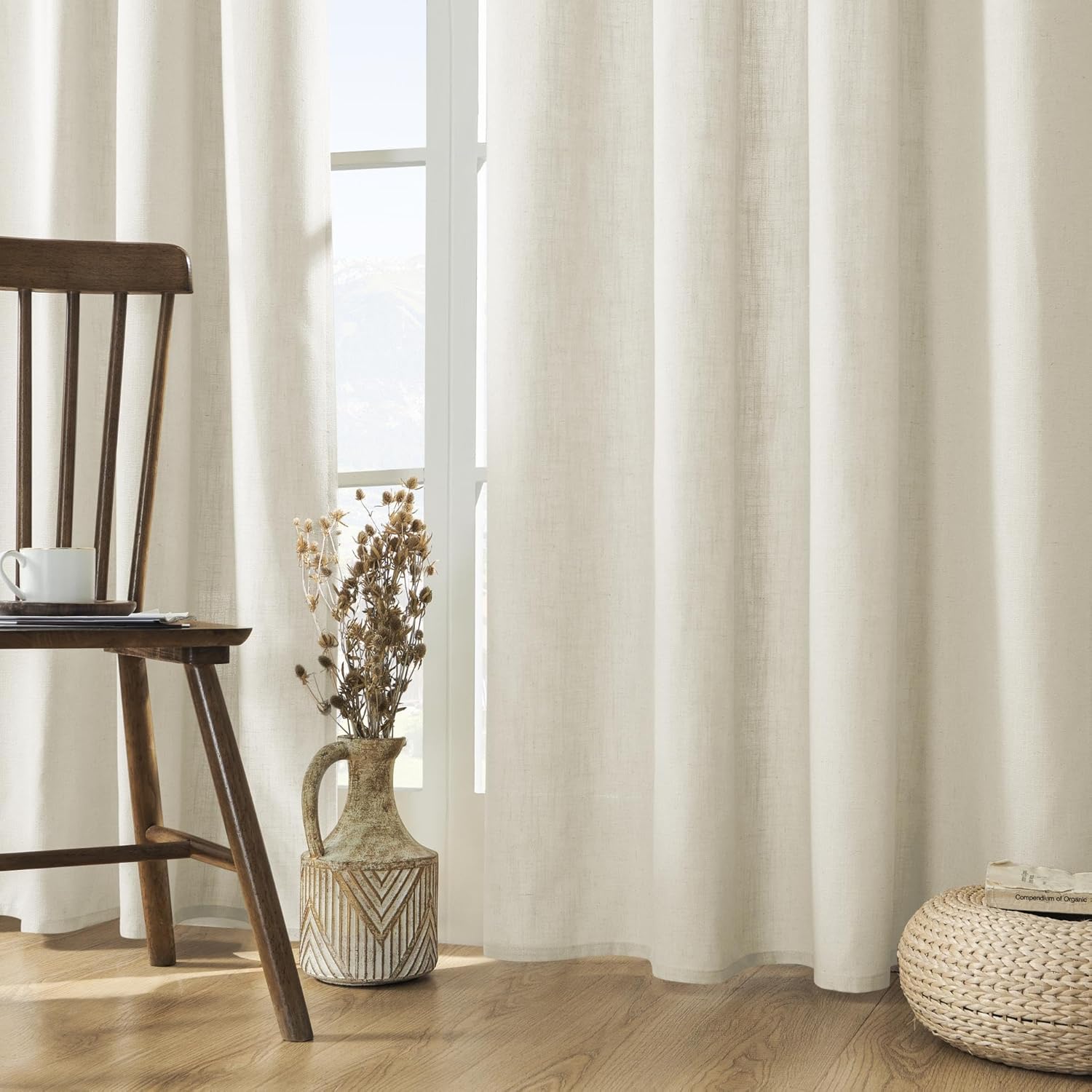 Linen Curtain Eyelet - 1 Panel Set Leinenvorhänge 84 Zoll