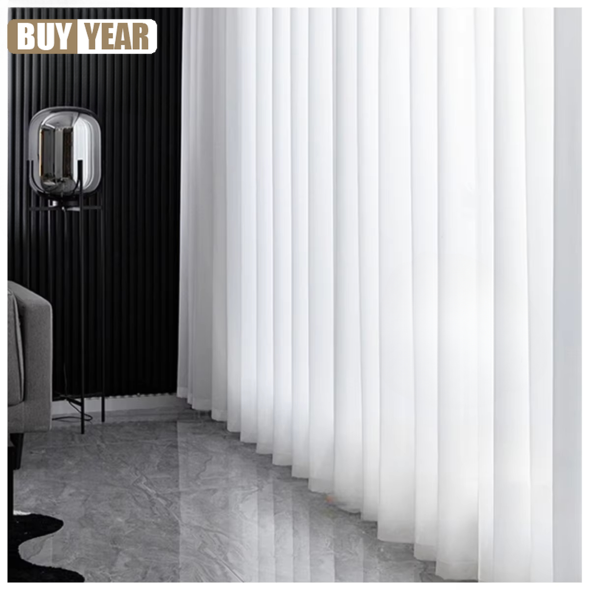 Linen Curtain Eyelet - Hochwertige, solide weiße Tüllvorhänge für Wohnzimmer,