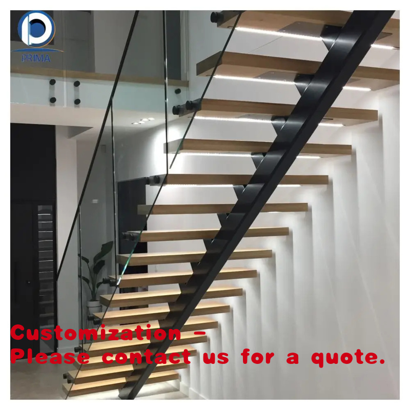 Interior Design Usa - Maßgefertigte Einholm-Treppe - Stahlkern, Gehärtete Glasstufen,