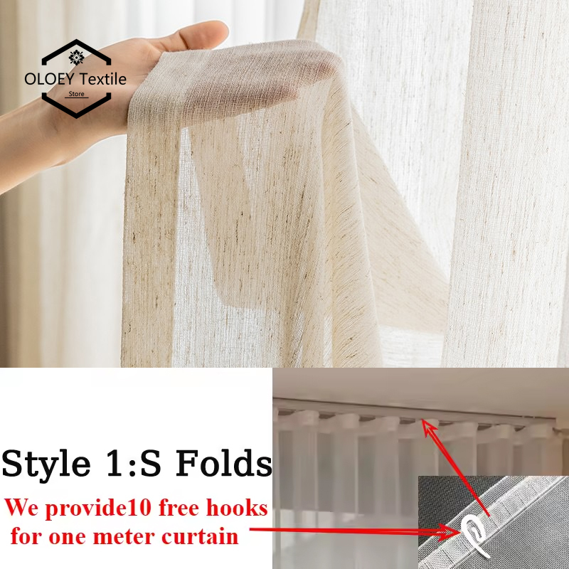 Linen Curtain Eyelet - S Falten, gewellt, weiß, Tüll-Leinen, durchsichtige